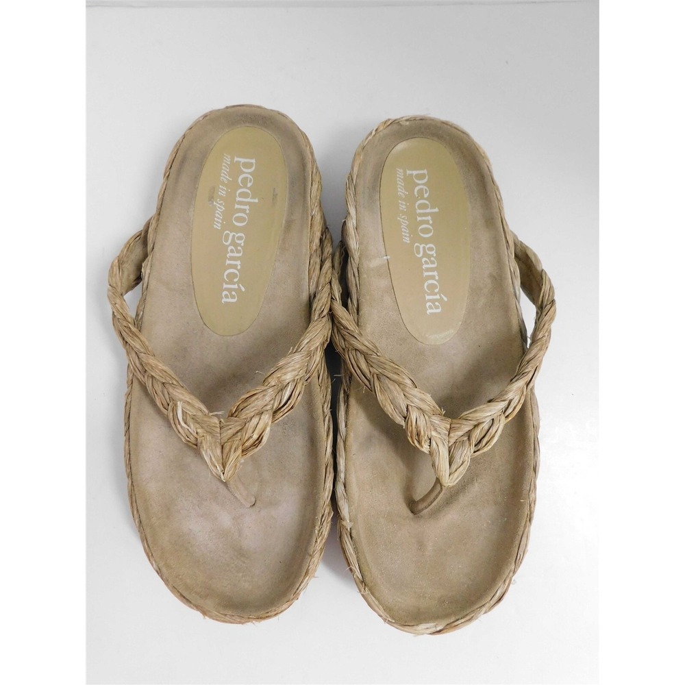 Pedro Garcia Alda Natural‎ Raffia Thong Flats $367rt 8.5 M